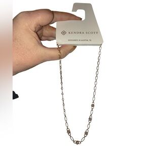 KENDRA SCOTT Rhodium Chain Necklace with Five Cubic Zirconia In-Set Stones NWT